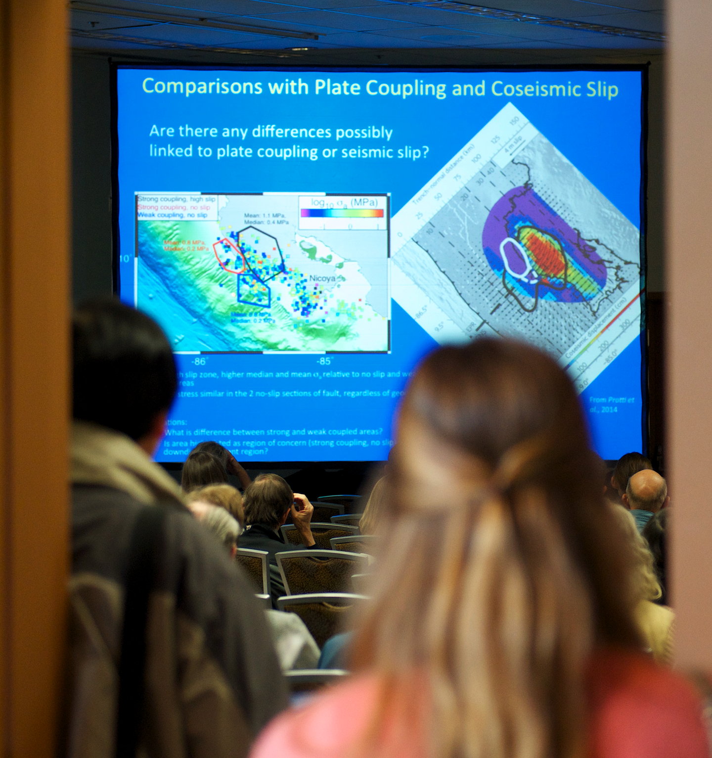 Watching a presentation on Nicoya Peninsula geodesy by Sue Bilek at SSA 2014